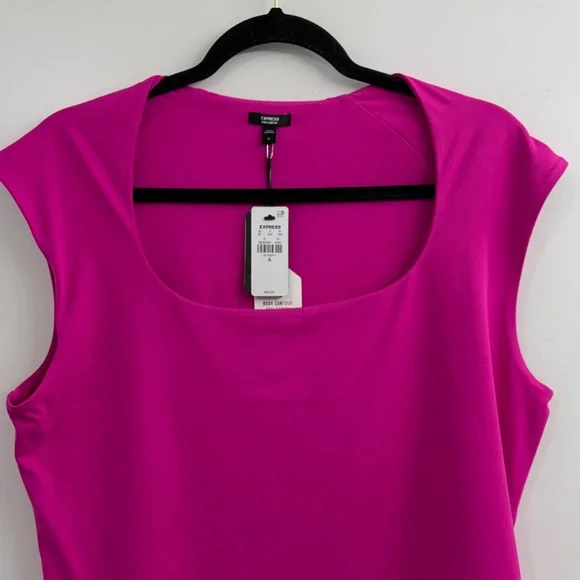 NWT Express Compression Square Neck Fuchsia Bodysuit XL - Picture 5 of 6